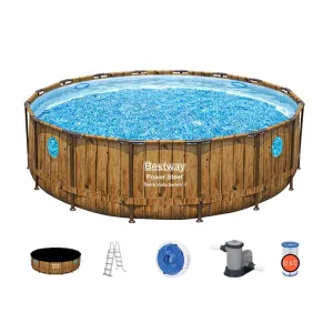 Piscina Estructural Armable Power Steel Swim Vista en Madera 4.88m x 1.22m, CAP. 19.480 Litros; Marca Bestway