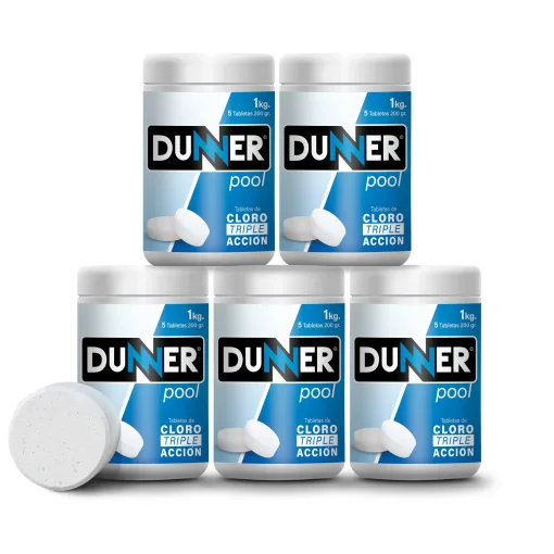 Cloro para Piscina en Tabletas Triple Acción DUNNER - 5 CILINDROS