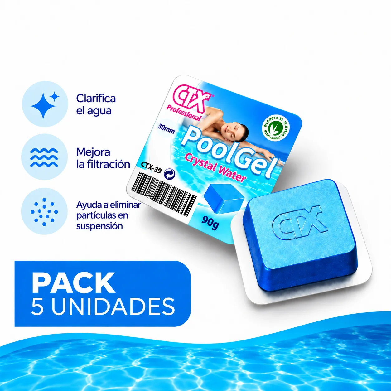 Clarificante Pool Gel CTX PRO para Piscina (Pack 5 Unidades) - Imagen 2
