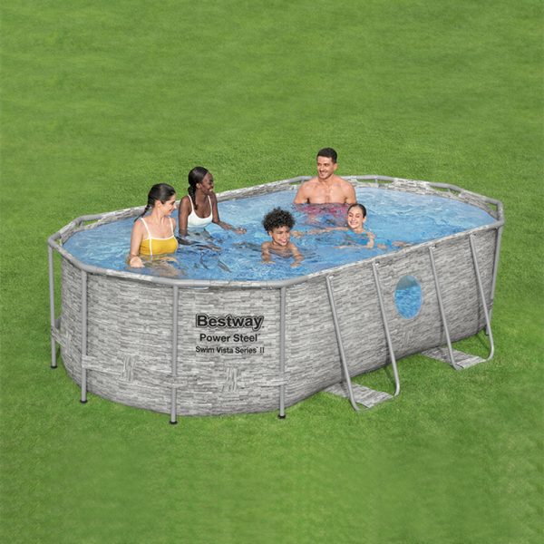 Piscina Estructural Armable Oval Power Steel Swim Vista, 4.27m x 2.50m x 1.00m, CAP. 7.250 Litros; Marca Bestway - Imagen 2