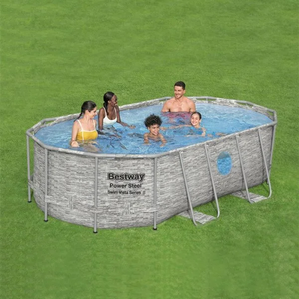 Piscina Estructural Armable Oval Power Steel Swim Vista, 4.27m x 2.50m x 1.00m, CAP. 7.250 Litros; Marca Bestway - Imagen 2