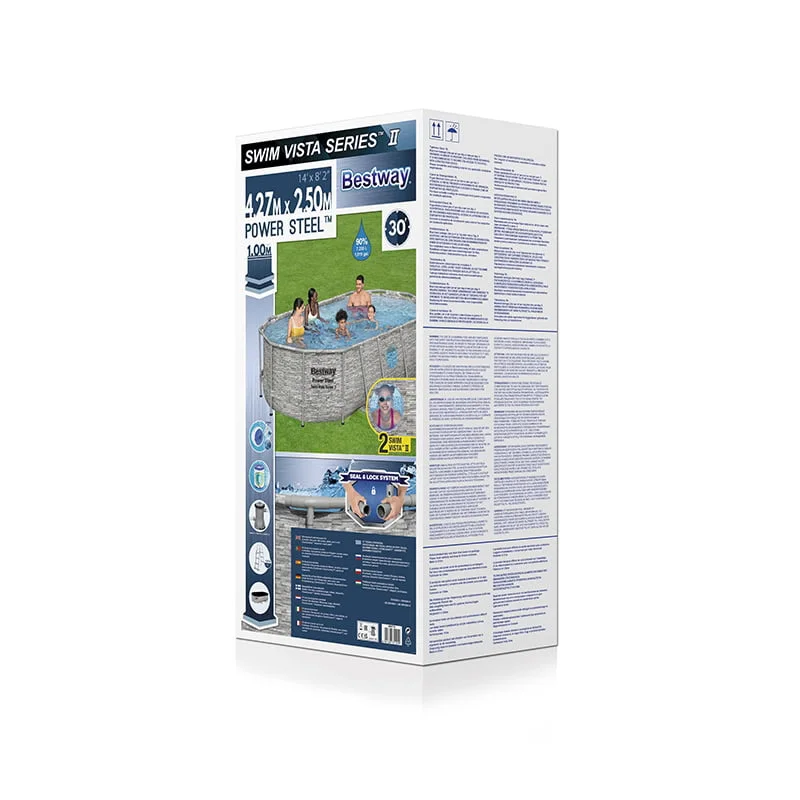 Piscina Estructural Armable Oval Power Steel Swim Vista, 4.27m x 2.50m x 1.00m, CAP. 7.250 Litros; Marca Bestway - Imagen 7