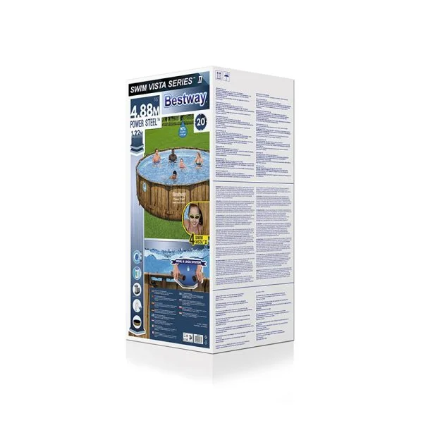 Piscina Estructural Armable Power Steel Swim Vista en Madera 4.88m x 1.22m, CAP. 19.480 Litros; Marca Bestway - Imagen 9