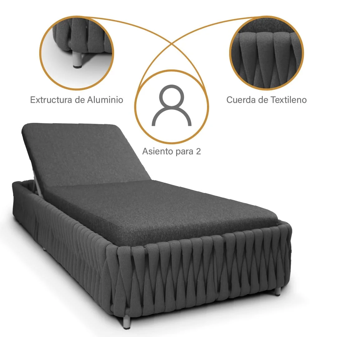 Reposera para Terraza Italiana Sienna Gris Oscuro - Imagen 10