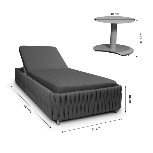 Reposera para Terraza Italiana Sienna Gris Oscuro - Imagen 7
