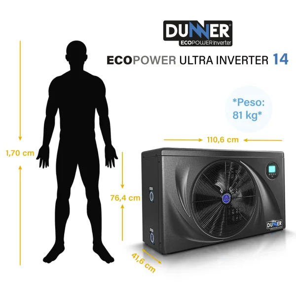 Bomba de Calor para Piscinas Dunner ECOPOWER <strong>ULTRA INVERTER 14</strong> para Temperar hasta 70 M3 - INCLUYE INSTALACIÓN - Imagen 6