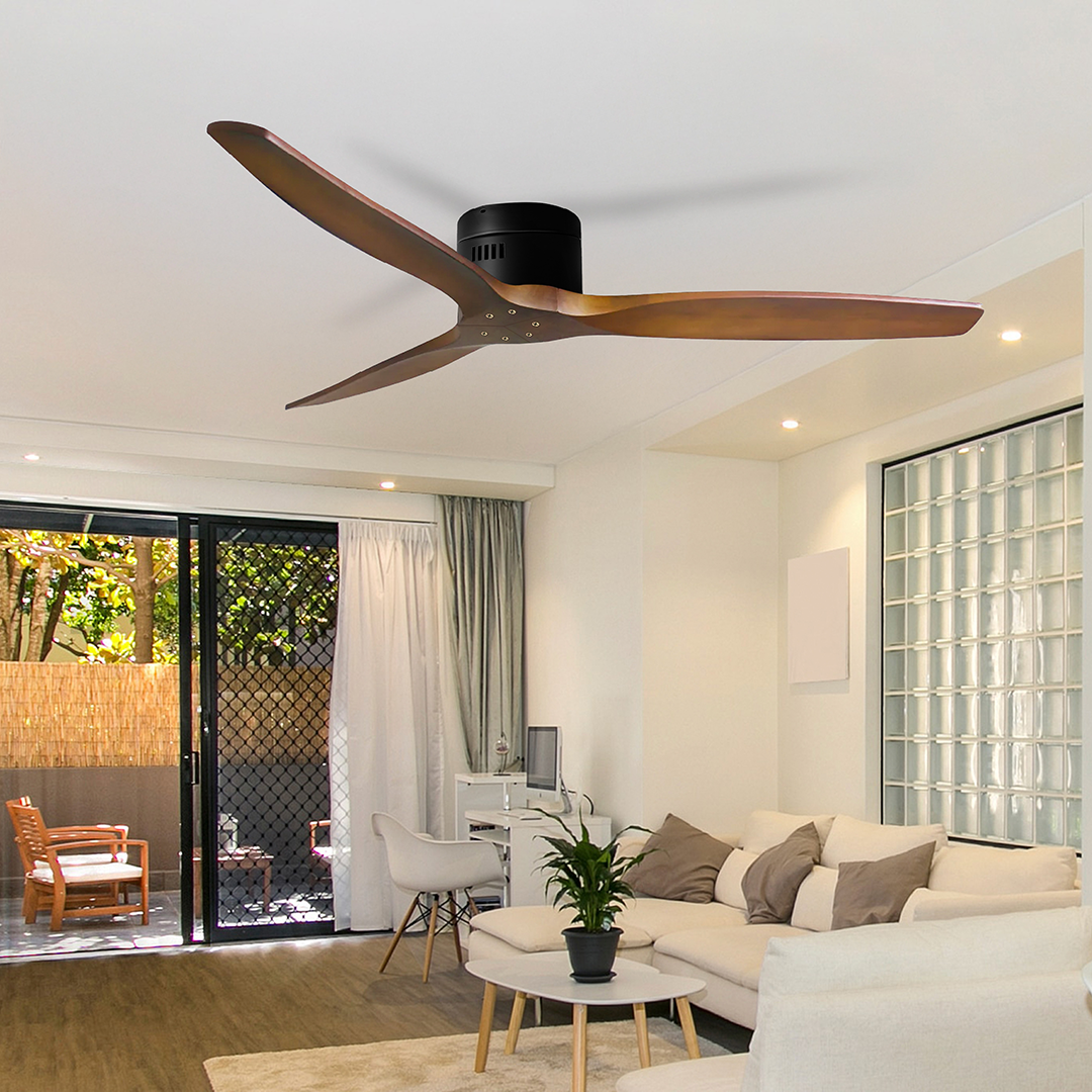 Ventilador de Techo Roma en Negro Matte con Aspas de Madera Nogal - Imagen 3