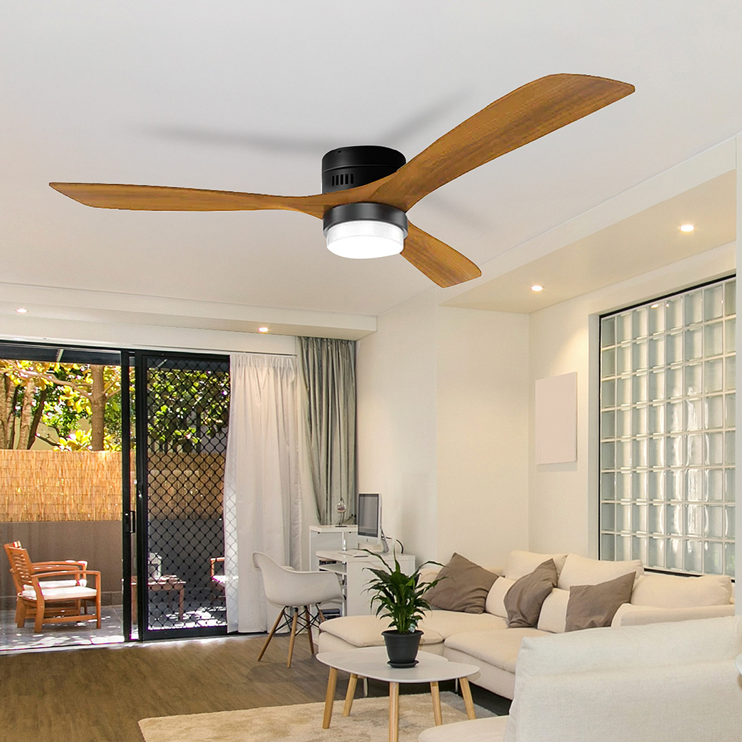 Ventilador de Techo Verona en Negro Matte con Aspas de Madera Nogal y Led - Imagen 3