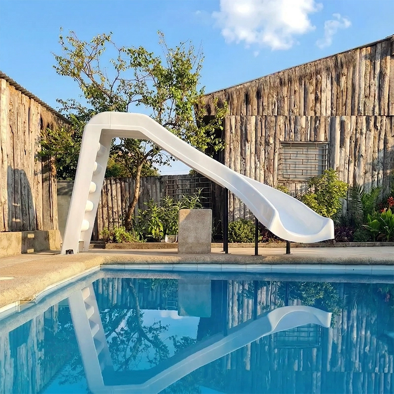 Resbalín Tobogan Curvo con Escalera Blanco